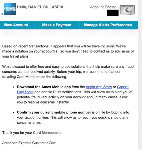 amex card travel notification.